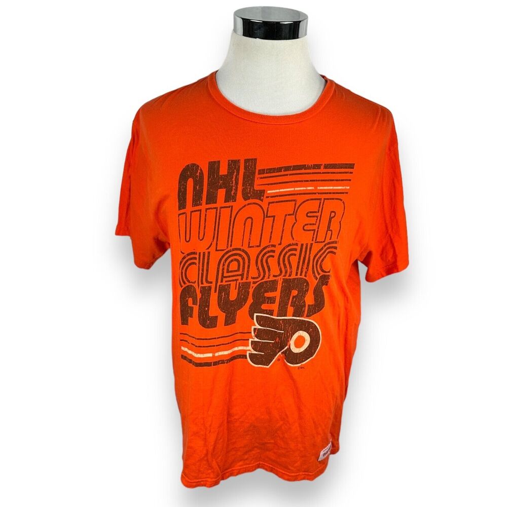 Mitchell & Ness Philadelphia Flyers Winter Classic T-Shirt Mens XL Cotton Orange